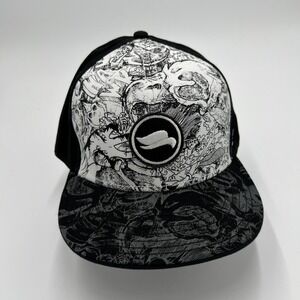 Tony Hawk A-Flex Hat Black White Graphic Sketch Skateboard Cap L/XL New
